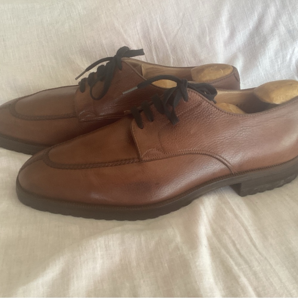 GRAVATI - moc split toe derbys, Italian made, brown, size 10W
